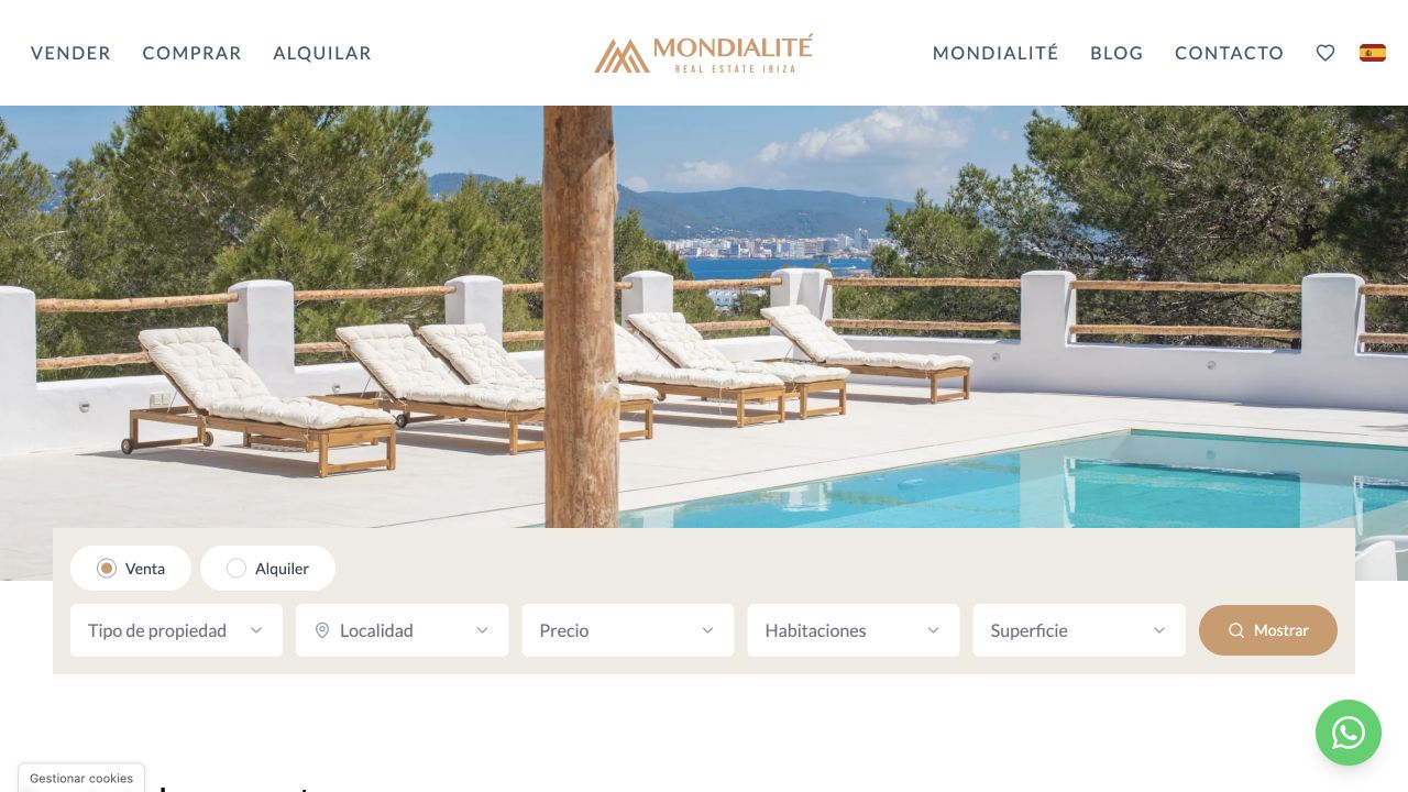 Captura de la página de inicio de Mondialité Ibiza